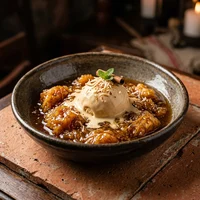 Ambrosia de Panela com Sorvete de Doce de Leite, Solar das Panelas