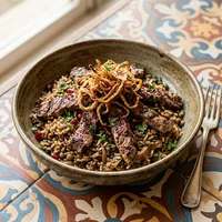 Arroz com Lentilha e Cordeiro Grelhado, Za'atar e Grelha