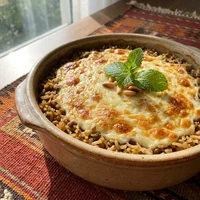 Arroz com Lentilha Gratinado, Forno de Lastro
