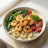 Bowl de Camarão com Quinoa e Limão-Siciliano, Casa Quinoa