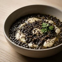 Bowl de Lentilha Beluga com Trufa de Verão, Botânica Alta Cozinha