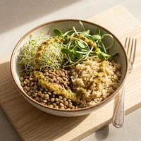 Bowl Vegano de Grãos e Brotos, Horta Urbana