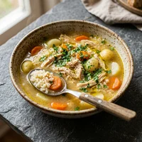 Canja de Galinha com Legumes Torneados, Bistrô da Concha