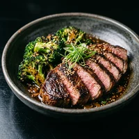 Carne Maturada com Brócolis Defumado, Casa do Fogo Longo