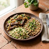 Carne de Sol Acebolada com Feijão-verde, Casa de Farinha