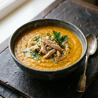 Creme de Abóbora com Frango Desfiado, Inverno Perpétuo