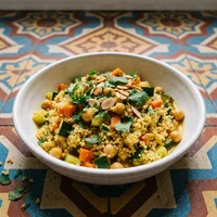 Cuscuz Marroquino com Legumes, Sfiha Verde