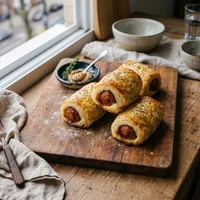 Enroladinho de Linguiça Artesanal, Padaria Massa Lenta