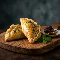 Esfiha Fechada de Queijo de Búfala e Mel, Flor de Laranjeira