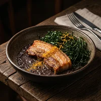 Feijoada Desconstruída em Camadas, Fogo e Farinha