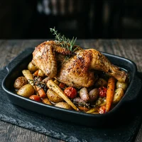 Meio Coquelet com Legumes de Estação, Coquelet Dourado