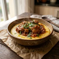 Frango com Polenta Mole, Frango Caipira do Fogão de Lenha