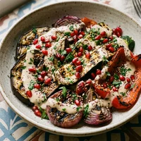 Legumes na Brasa com Tahine, Za'atar e Grelha