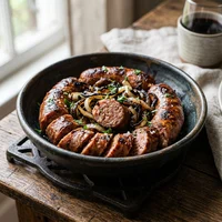 Linguiça Campeira com Cebola na Brasa, Rancho do Carreteiro