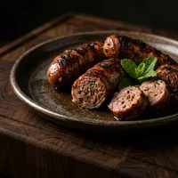 Linguiça de Cordeiro com Hortelã, Chama Alta