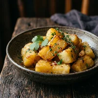 Mandioca Confitada com Manteiga de Garrafa, Fogo e Farinha