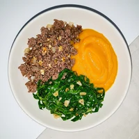 Marmita Fit de Carne Moída com Purê de Abóbora, Verde de Esquina