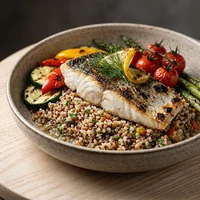 Marmita de Peixe do Dia com Grãos Antigos, Botânica Alta Cozinha