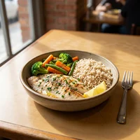 Marmita de Peixe Grelhado com Legumes, Marmitaria Peixe na Folha