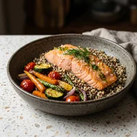 Marmita de Salmão Confitado com Legumes, Clorofila