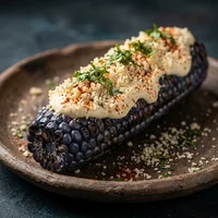 Milho Azul Assado com Queijo Curado, Xocolatl Cocina