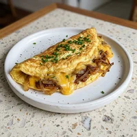 Omelete de Cheddar e Cebola Caramelizada, Manhã Lenta
