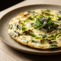 Omelete de Ovo de Codorna com Cebolinha Queimada, Botânica Alta Cozinha