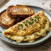 Omelete de Queijo Curado com Centeio, Fermento Vivo
