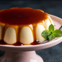 Panna Cotta de Baunilha com Caramelo, Amêndoa Amarga
