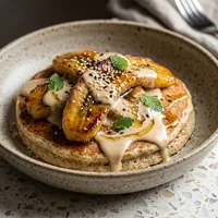 Panqueca de Banana-da-Terra com Tahine, Clorofila