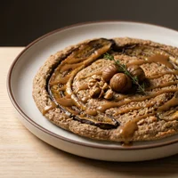 Panqueca de Banana Assada com Missô Doce, Botânica Alta Cozinha