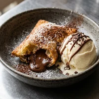 Pastel de Chocolate Belga com Sorvete de Creme, Pastelaria Rolo de Ouro