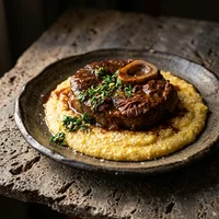 Ossobuco Brasado com Polenta de Moinho, Radice