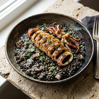 Risoto Nero com Lula Grelhada, Mare Nostro