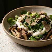 Salada de Cogumelos Fermentados com Trufa, Clorofila