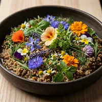 Salada de Ervas, Flores e Grãos Antigos, Botânica Alta Cozinha