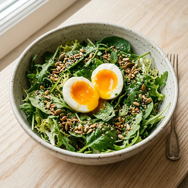 Salada da Estufa com Ovo Mole, Horta Urbana