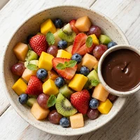 Salada de Frutas com Ganache, Açaí & Cacau