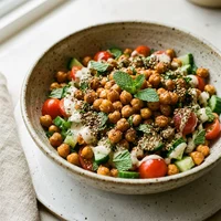Salada de Grão-de-Bico com Tahine e Za'atar, Casa Quinoa