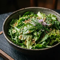 Salada Verde com Vinagrete de Mostarda, Coquelet Dourado