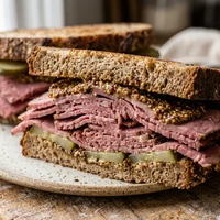 Sanduíche de Pastrami no Pão de Centeio, Padaria Massa Lenta