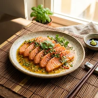 Sashimi de Salmão com Maracujá (6 fatias), Casa Nikkei Ají