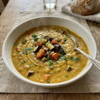 Sopa de Legumes Assados, Verde Caldo