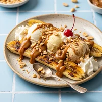 Banana Split com Doce de Leite e Amendoim, Paleta Sol e Sal