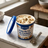 Pote de 1 L de Cookies com Massa Crua, Neve Instantânea