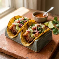 Tacos de Barriga de Porco Crocante, Pibil Fogo Lento