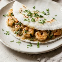 Tapioca de Camarão com Coentro, Mar & Folha