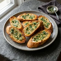 Torradas de Baguete com Manteiga de Ervas, Bistrô da Concha