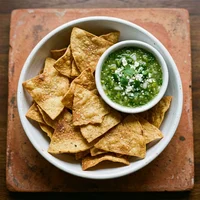 Totopos com Molho de Tomatillo, Verde Cactus