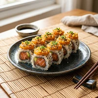 Uramaki de Salmão com Batata-Doce (8 un.), Casa Nikkei Ají